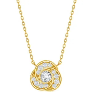 Classic Women's Necklace - Sterling Silver Gold Plated Love Knot CZ | M-6595-GP
