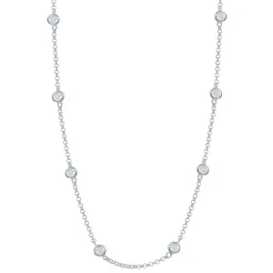 Classic Women's Necklace - Sterling Silver Linked with Round CZ's | M-3353-36