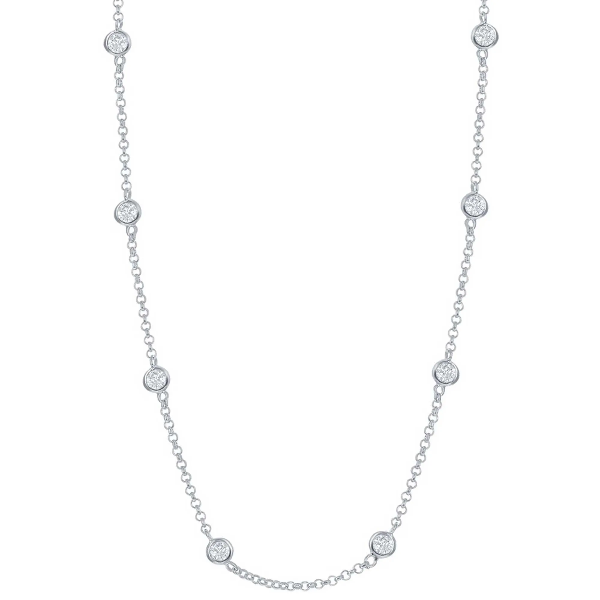 Classic Women's Necklace - Sterling Silver Linked with Round CZ's | M-3353-36