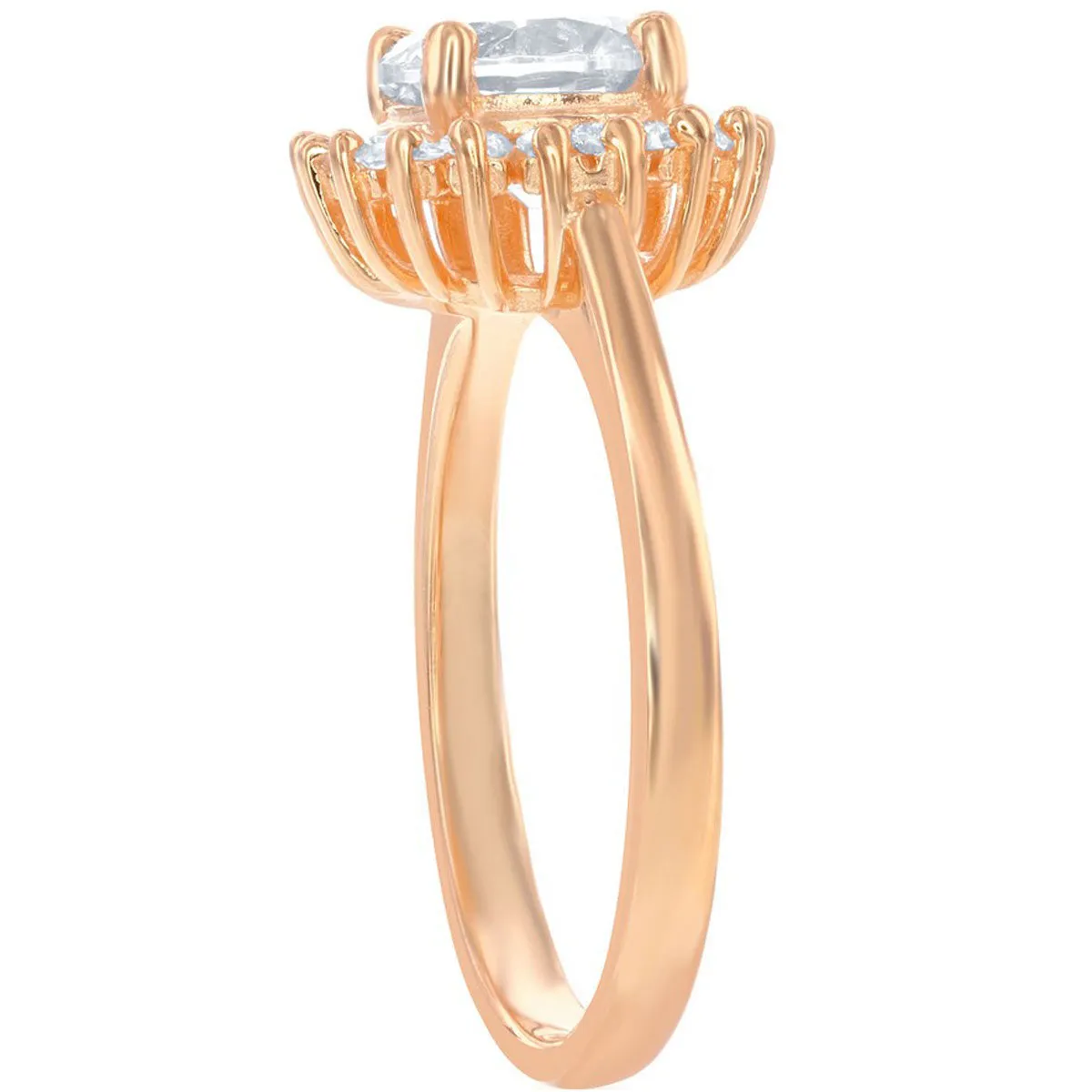 Classic Women's RG Baguette and Round CZ Ring - W-1653