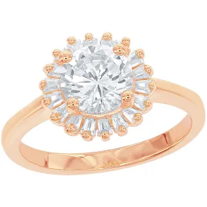 Classic Women's RG Baguette and Round CZ Ring - W-1653