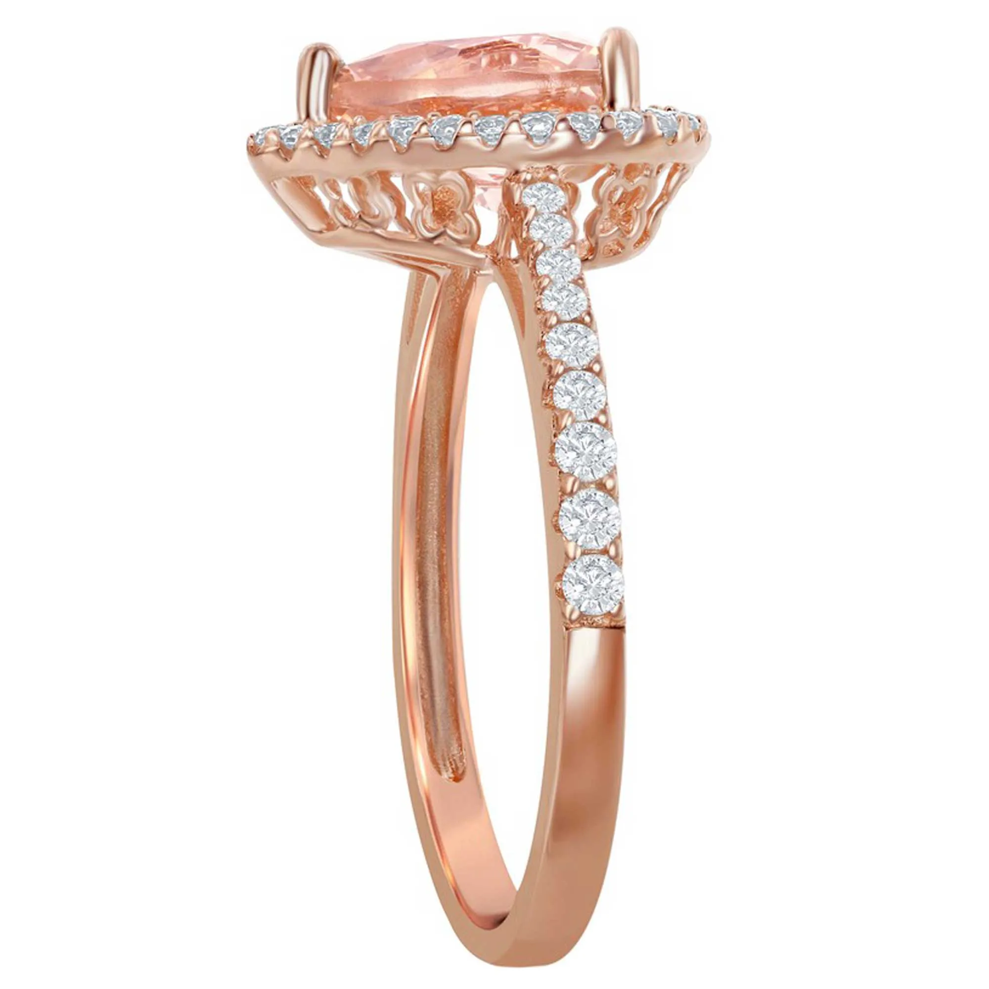 Classic Women's RG Plated Heart Morganite CZ Ring - W-2076
