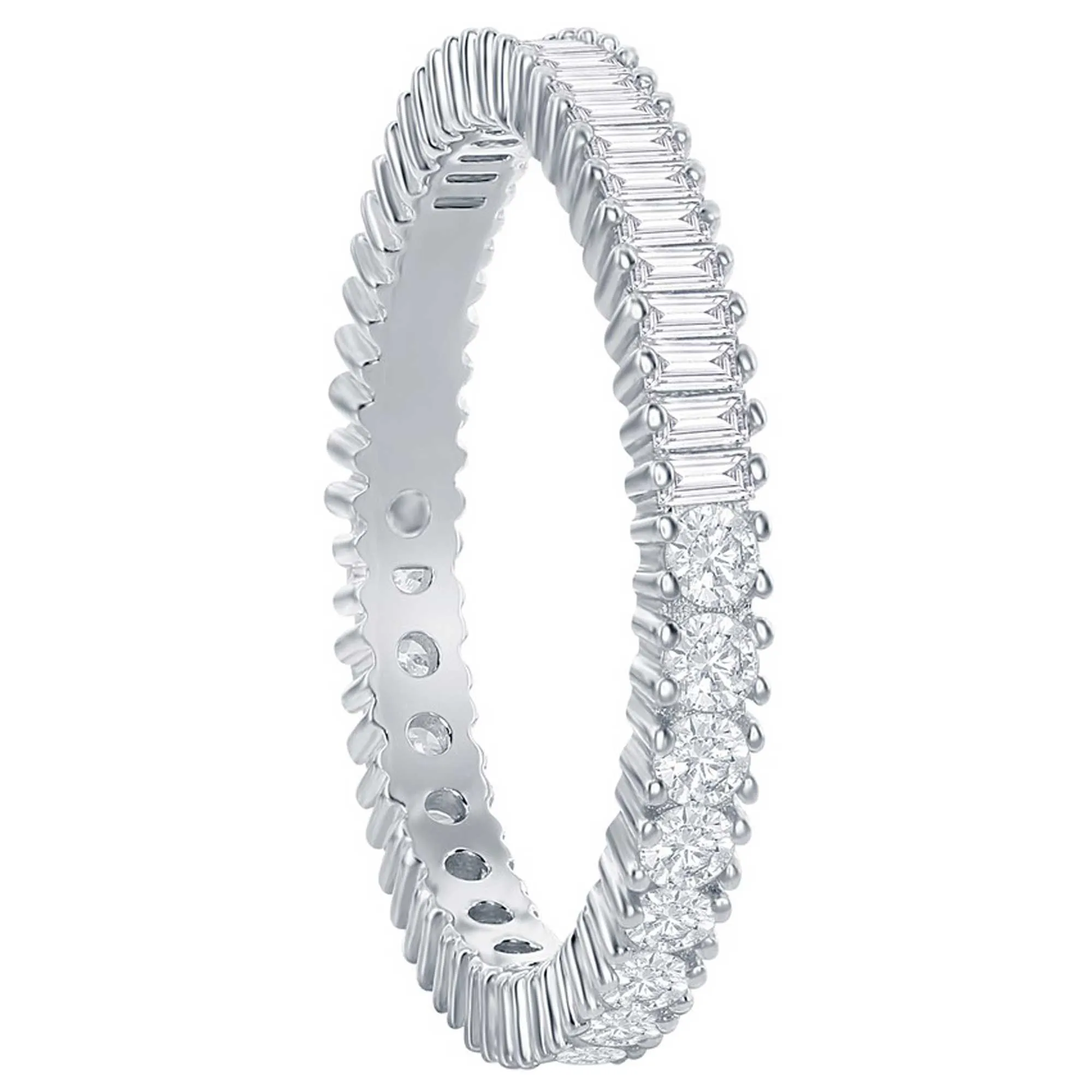 Classic Women's Round and Baguette CZ Band Ring - W-2673