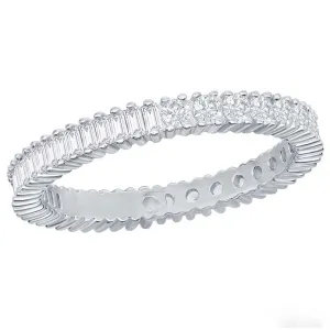 Classic Women's Round and Baguette CZ Band Ring - W-2673