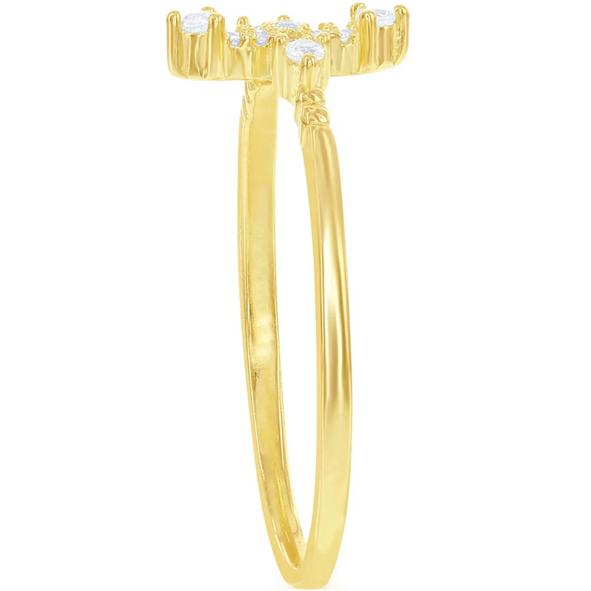 Classic Women's Silver Gold Tone CZ Cross Ring - W-1410