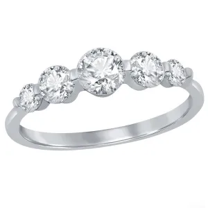 Classic Women's Silver Graduating Round CZ Ring - W-2266