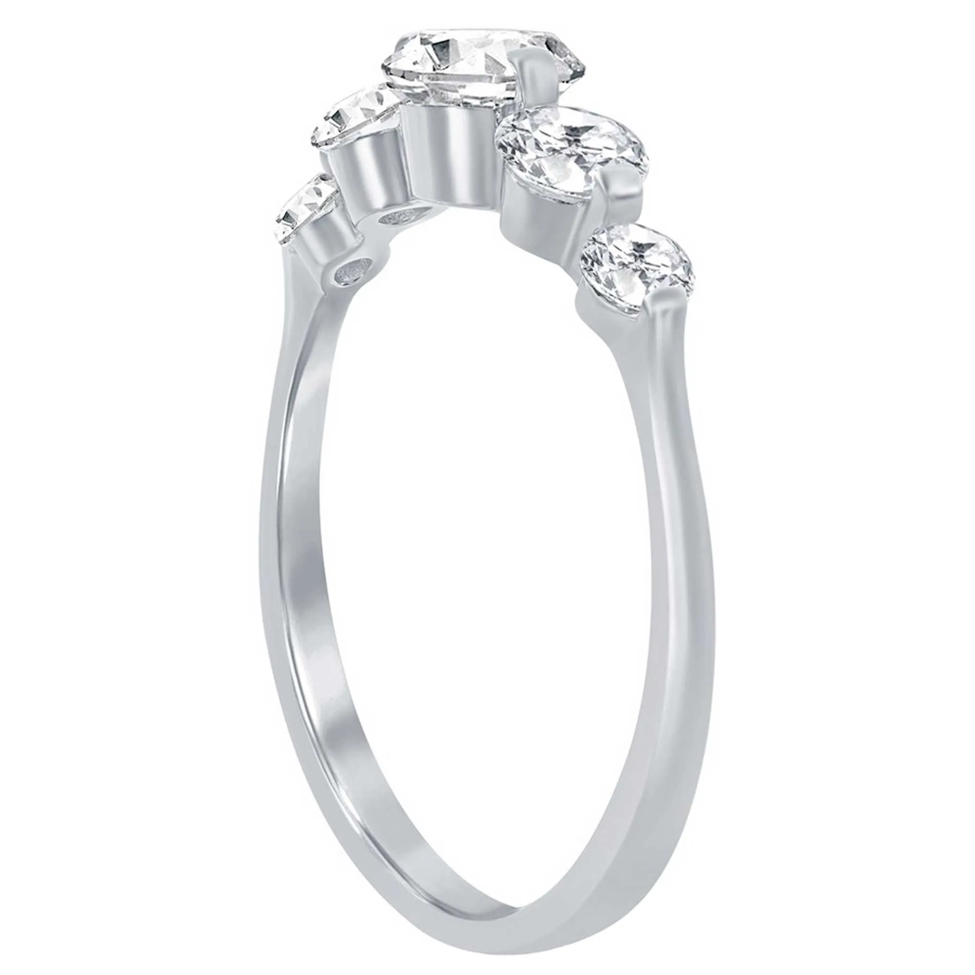 Classic Women's Silver Graduating Round CZ Ring - W-2266