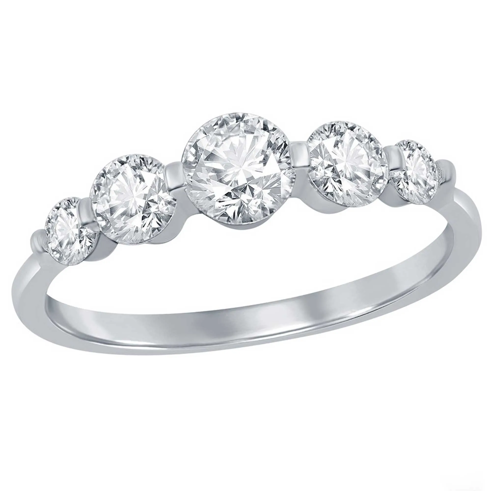 Classic Women's Silver Graduating Round CZ Ring - W-2266
