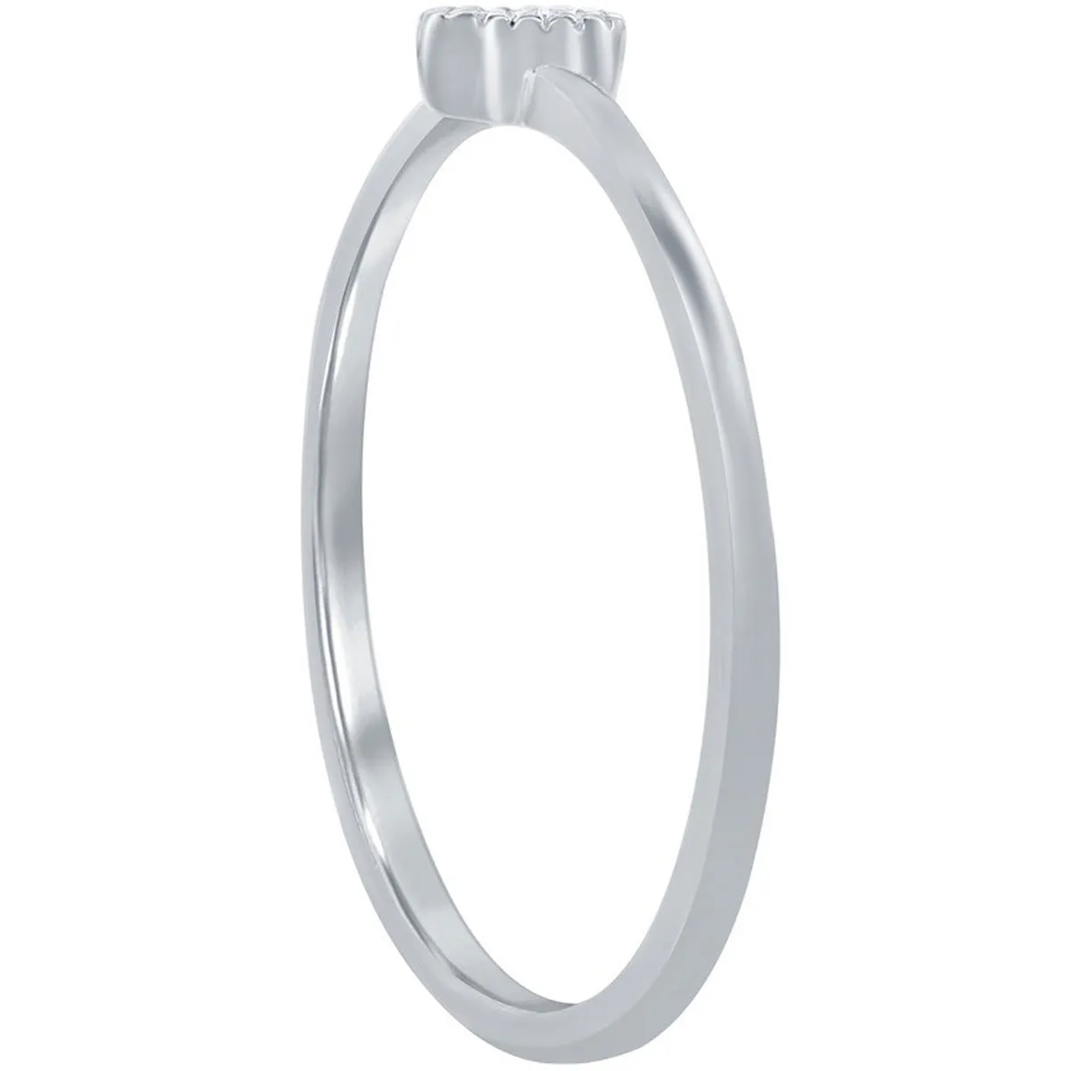 Classic Women's Silver Heart Shape White CZ Ring - W-2749
