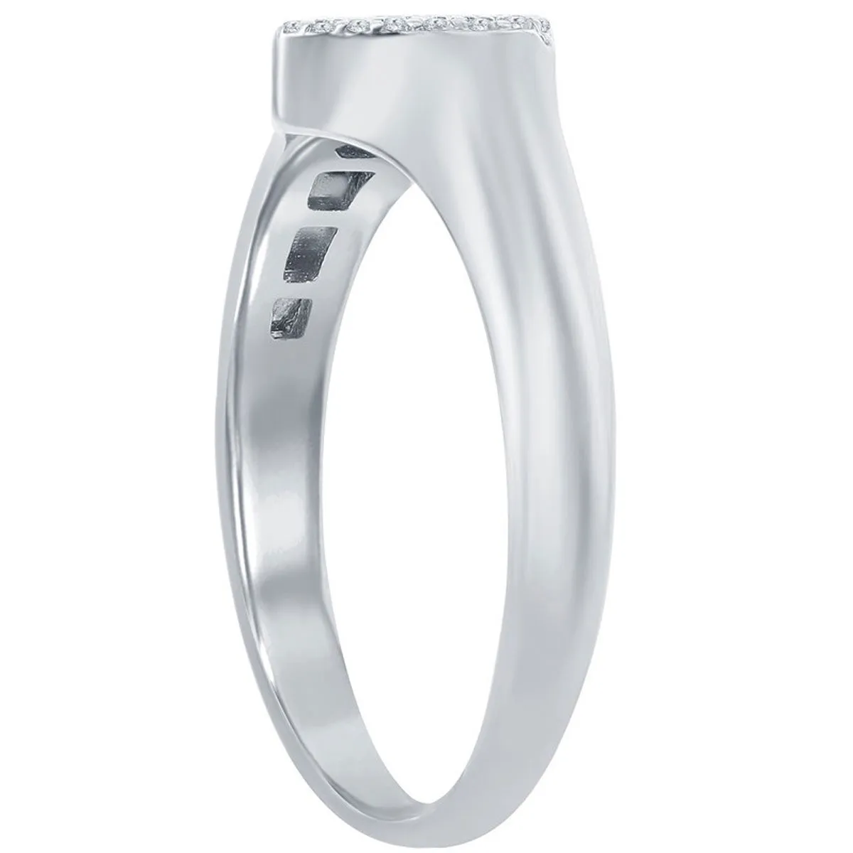 Classic Women's Silver Micro Pave CZ Heart Ring - W-2770