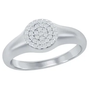 Classic Women's Silver Micro Pave CZ Round Ring - W-2767