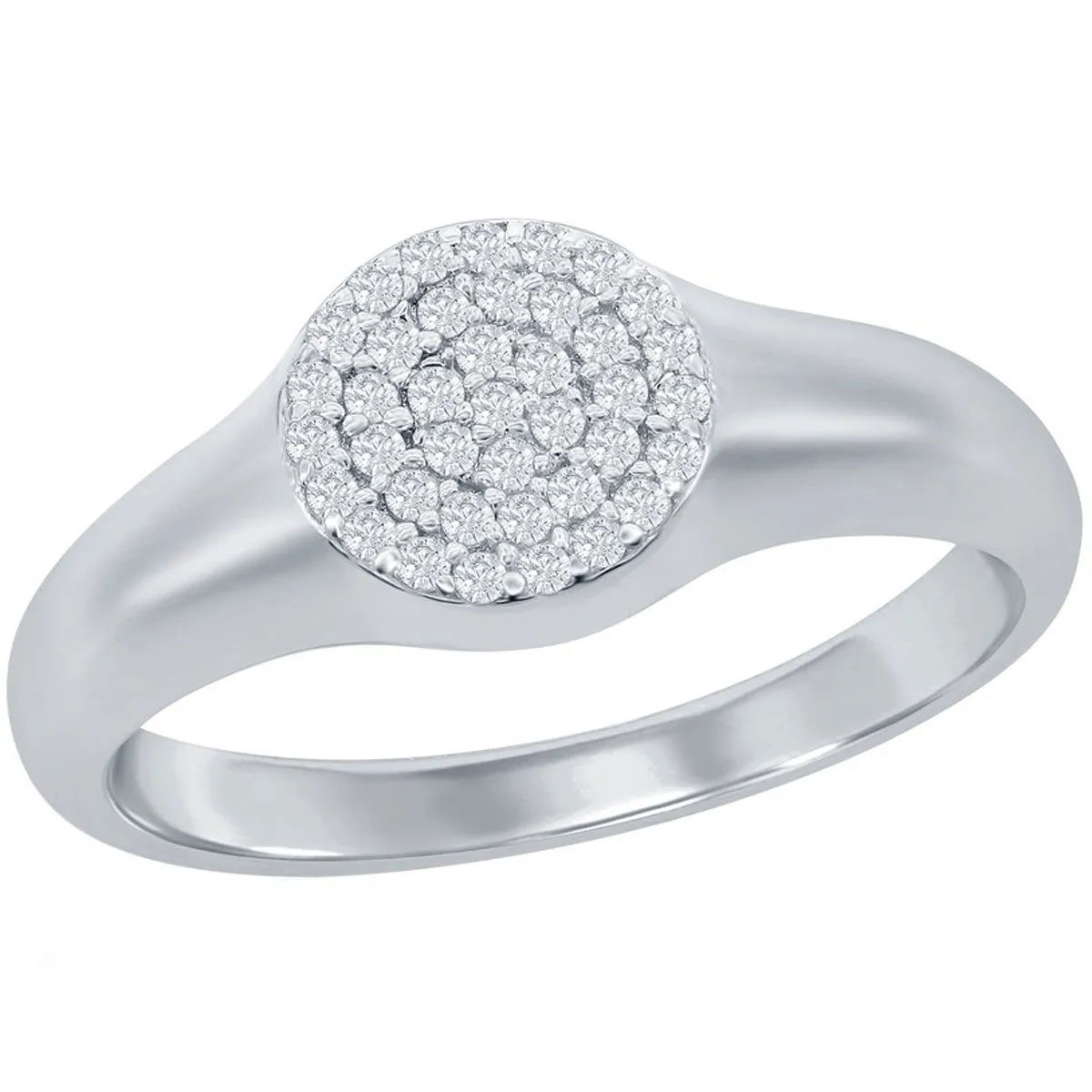 Classic Women's Silver Micro Pave CZ Round Ring - W-2767