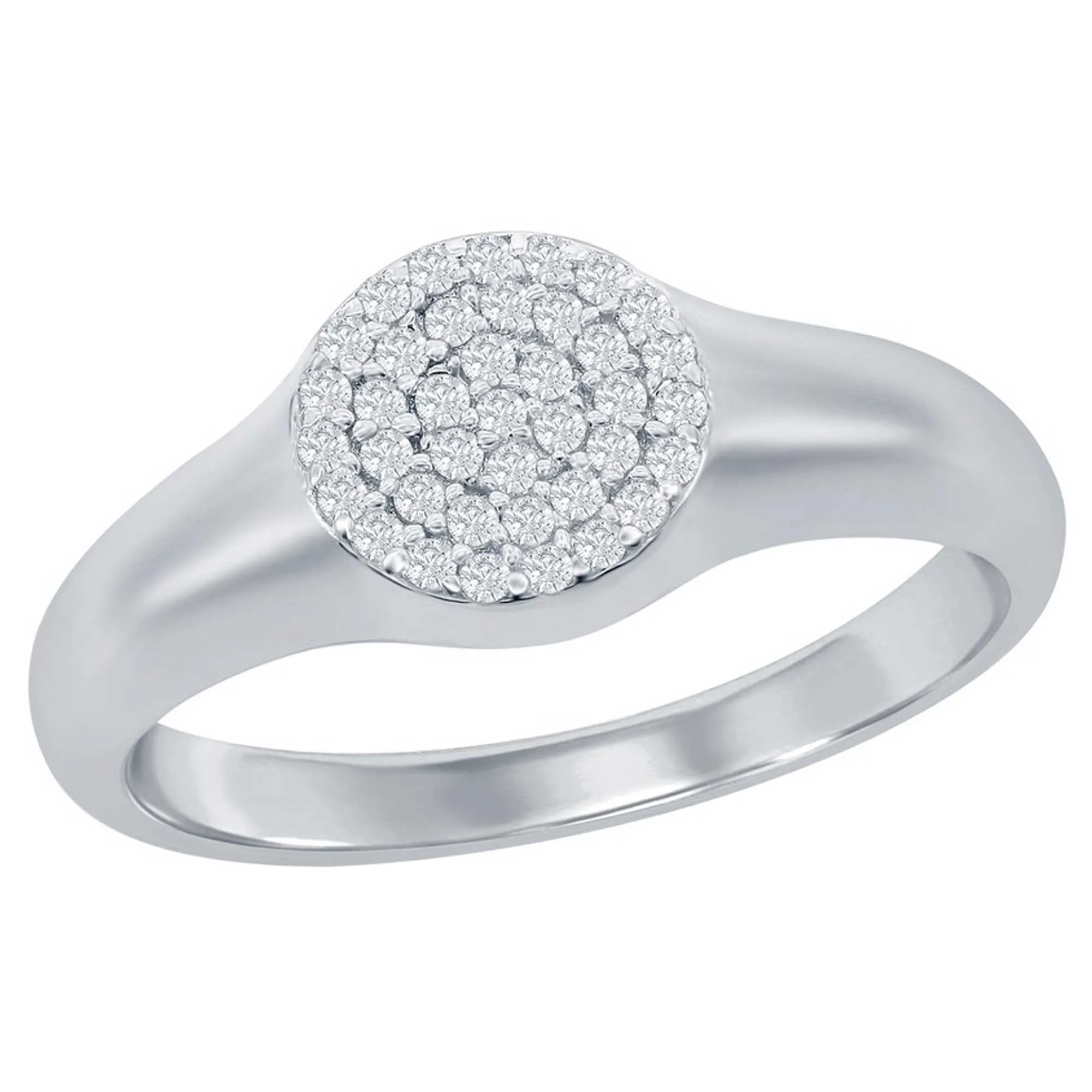 Classic Women's Silver Micro Pave CZ Round Ring - W-2767