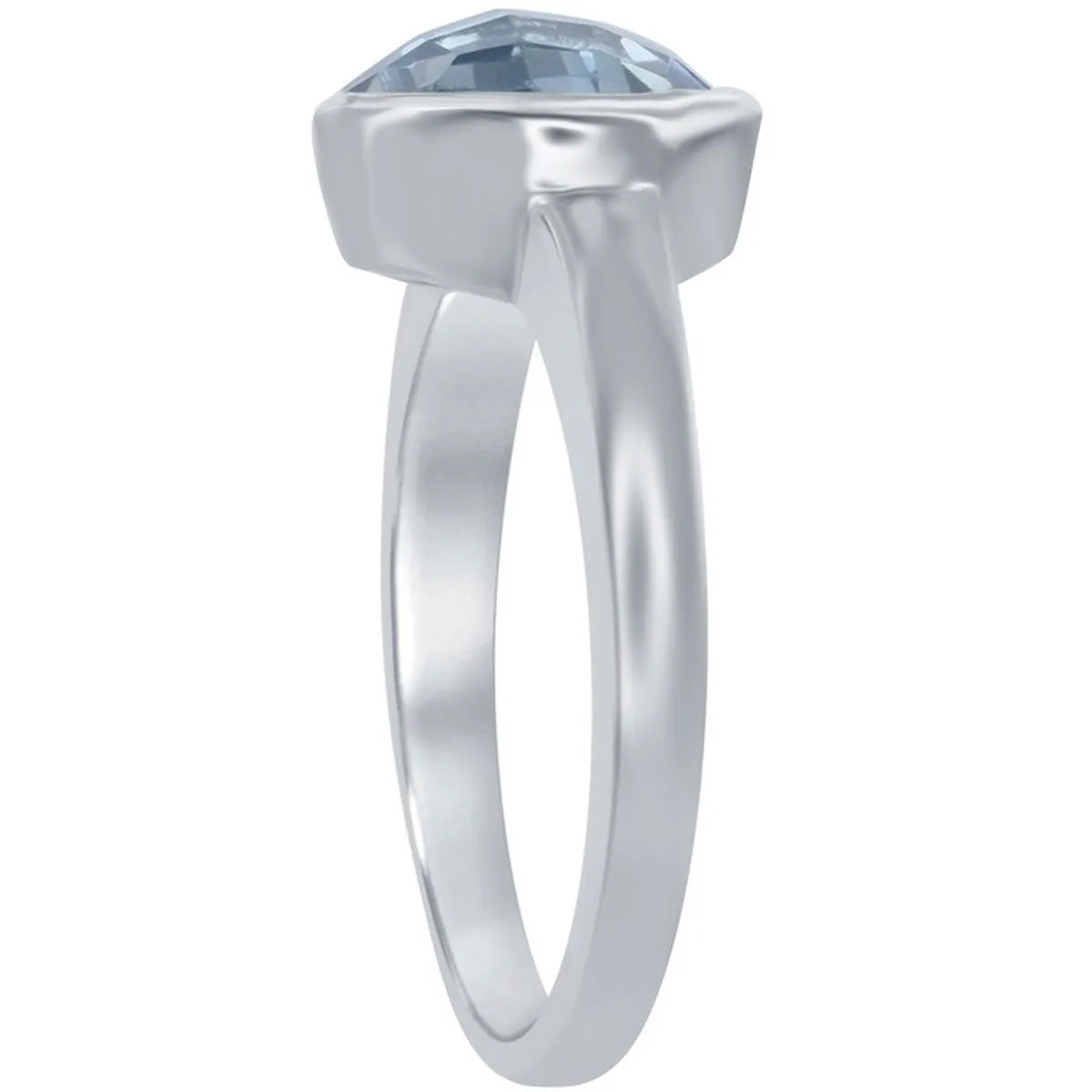 Classic Women's Silver Square Blue Topaz Ring - W-9861