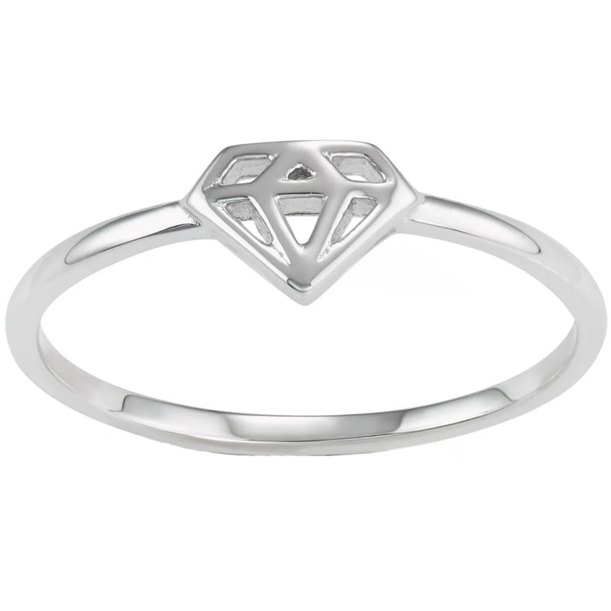 Classic Women's Silver Tone Diamond Shaped Ring - W-1605