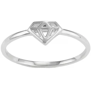 Classic Women's Silver Tone Diamond Shaped Ring - W-1605