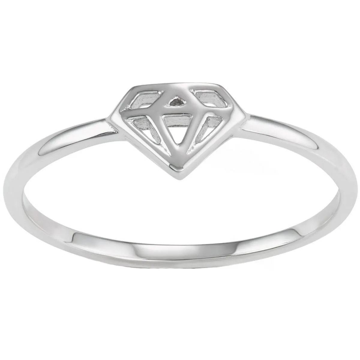 Classic Women's Silver Tone Diamond Shaped Ring - W-1605