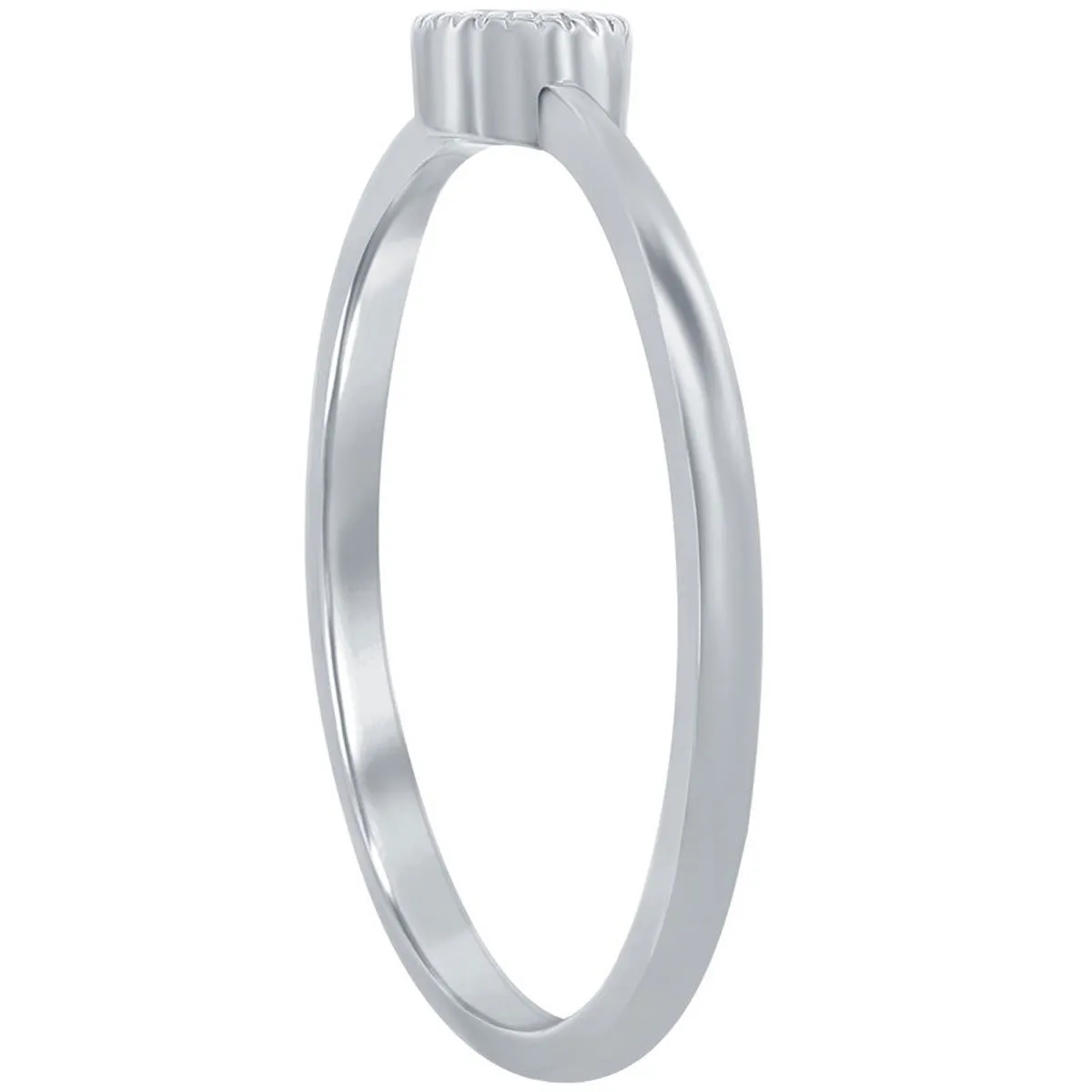 Classic Women's Sterling Silver Bezel-Set CZ Ring - W-2751