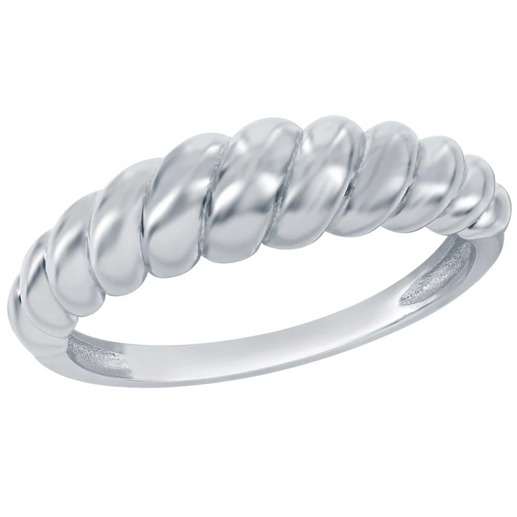 Classic Women's Sterling Silver Croissant Ring - W-2859