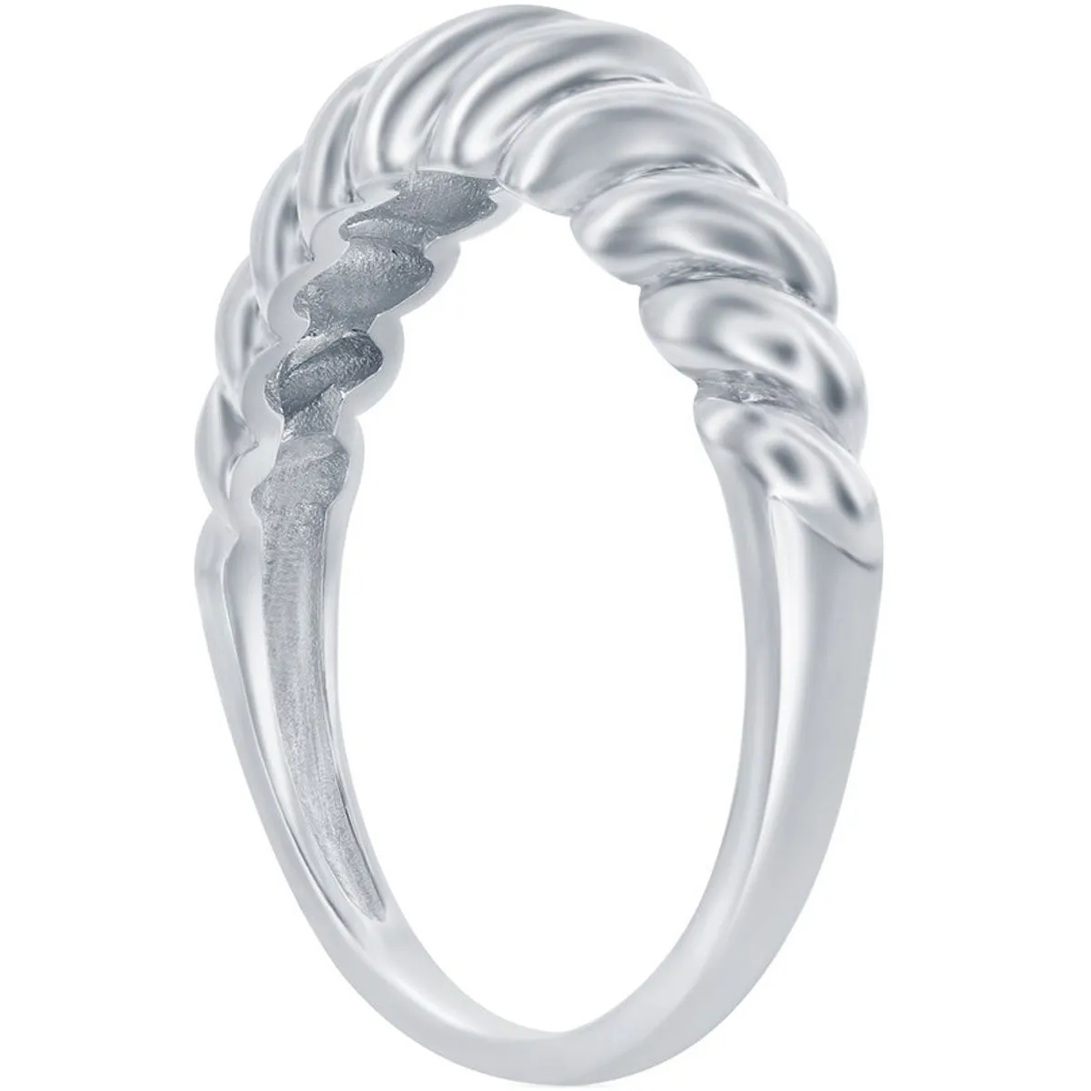 Classic Women's Sterling Silver Croissant Ring - W-2859