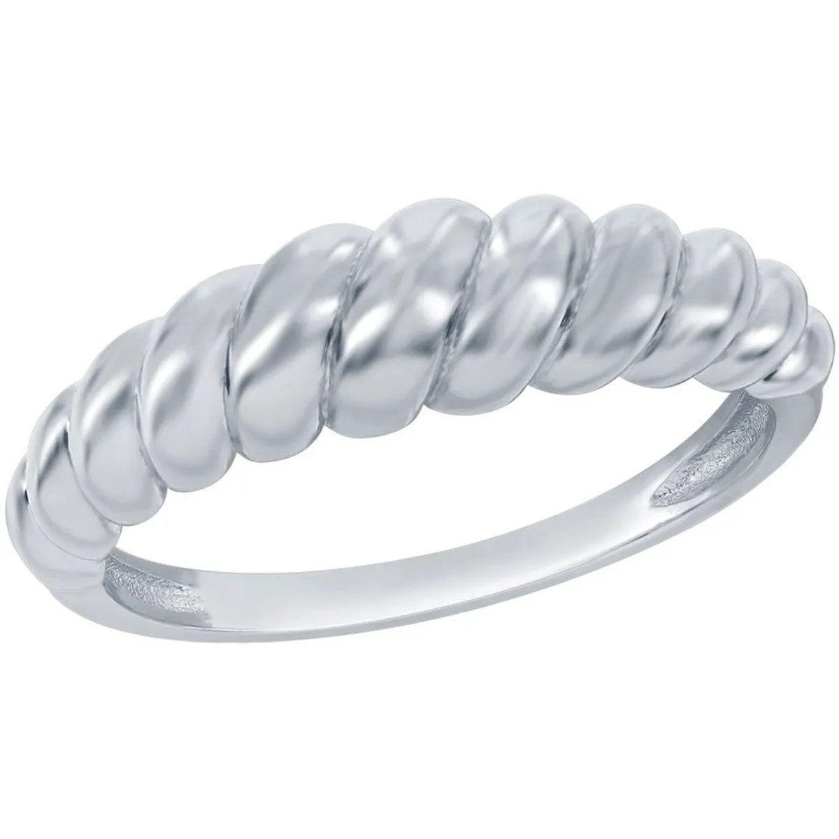 Classic Women's Sterling Silver Croissant Ring - W-2859