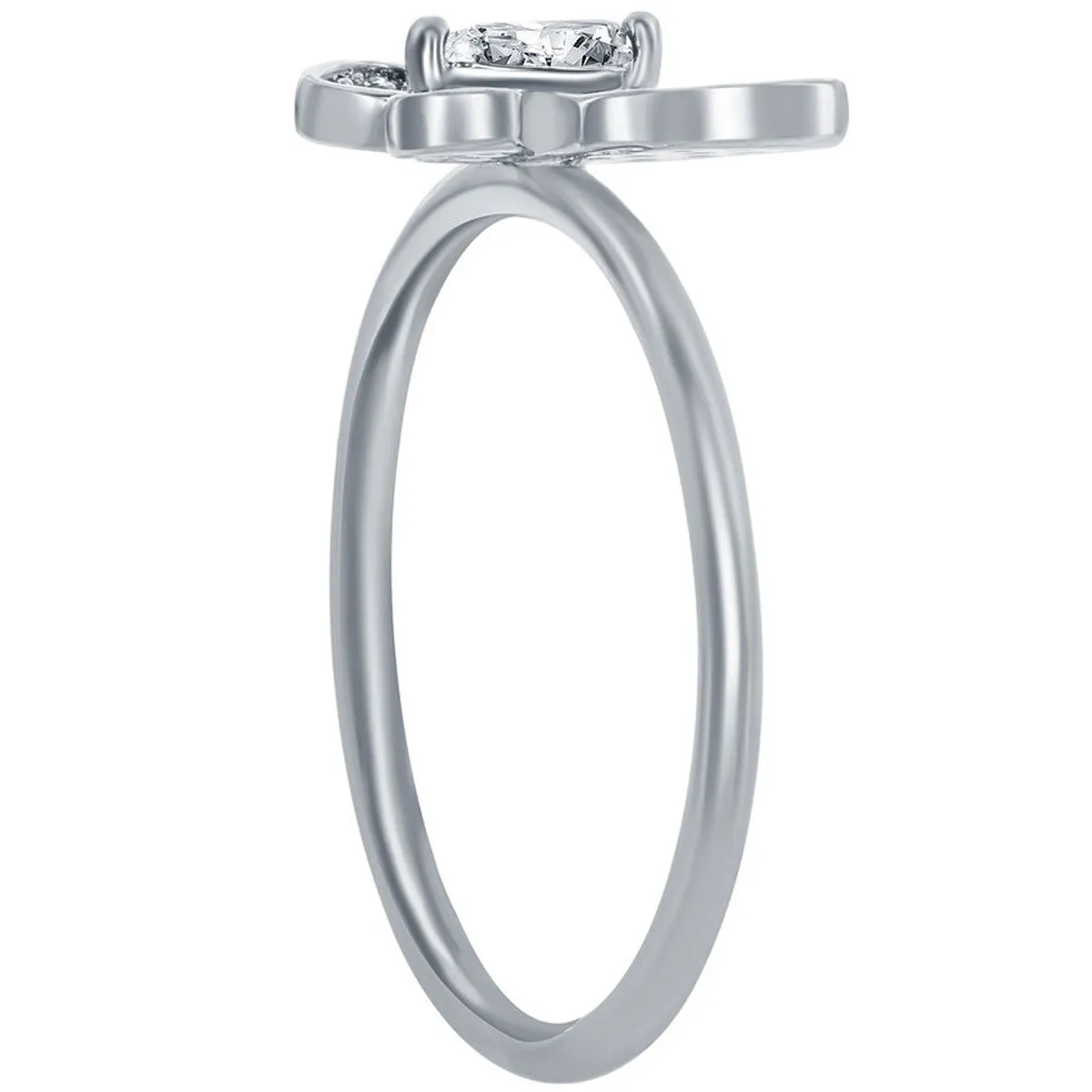 Classic Women's Sterling Silver CZ Butterfly Ring - W-2587