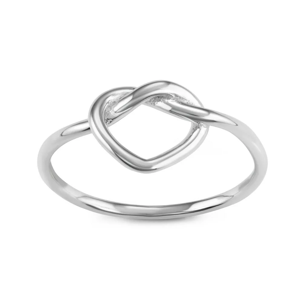 Classic Women's Sterling Silver Heart Knot Ring - W-1622