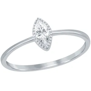 Classic Women's Sterling Silver Marquise CZ Ring - W-2744