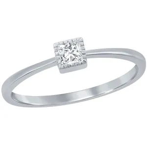 Classic Women's Sterling Silver Square CZ Ring - W-2752