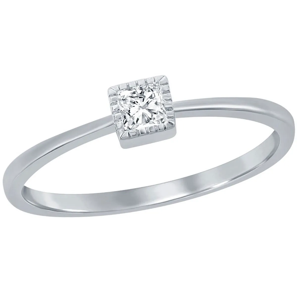Classic Women's Sterling Silver Square CZ Ring - W-2752