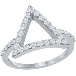 Classic Women's Sterling Silver Triangle CZ Ring - W-1263