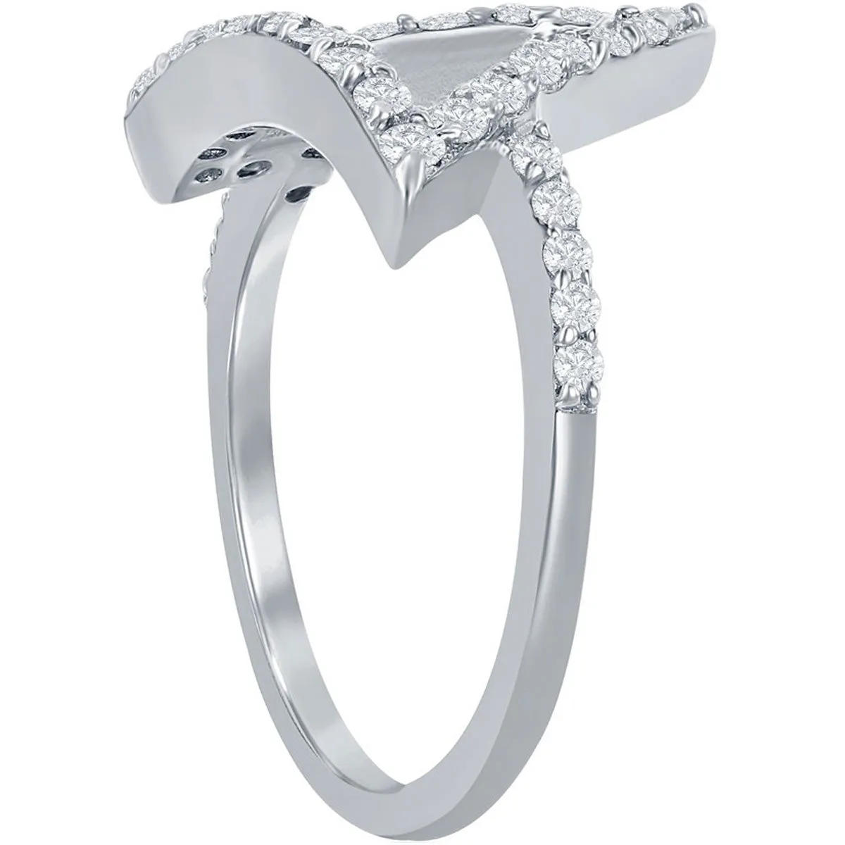 Classic Women's Sterling Silver Triangle CZ Ring - W-1263