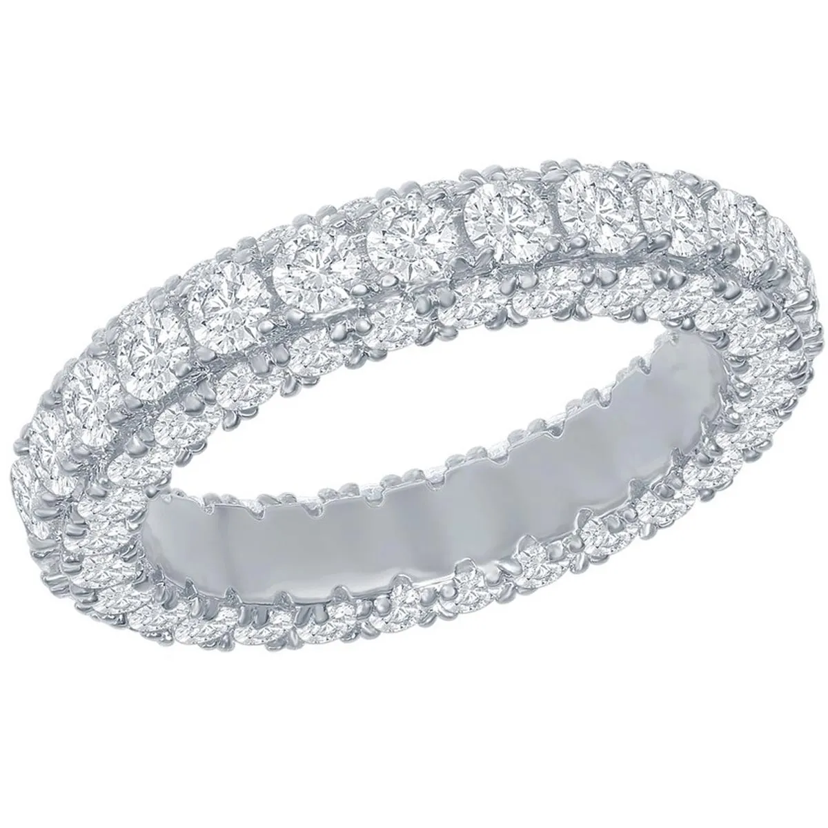 Classic Women's Triple Row CZ Eternity Band - W-2511