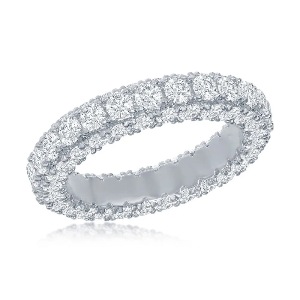 Classic Women's Triple Row CZ Eternity Band - W-2511