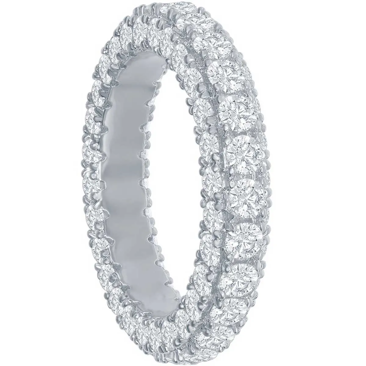 Classic Women's Triple Row CZ Eternity Band - W-2511