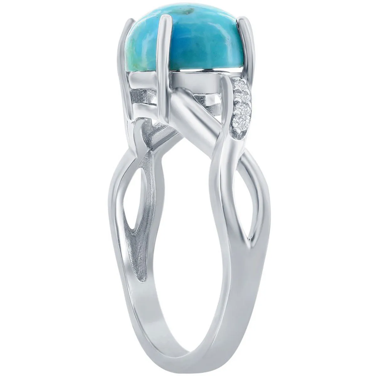 Classic Women's Turquoise and CZ Open Shank Ring - W-2737
