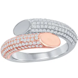 Classic Women's Two-Tone Pave CZ Overlapping Ring - W-2056