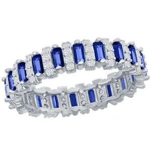 Classic Women's White and Sapphire CZ Band Ring - W-2669