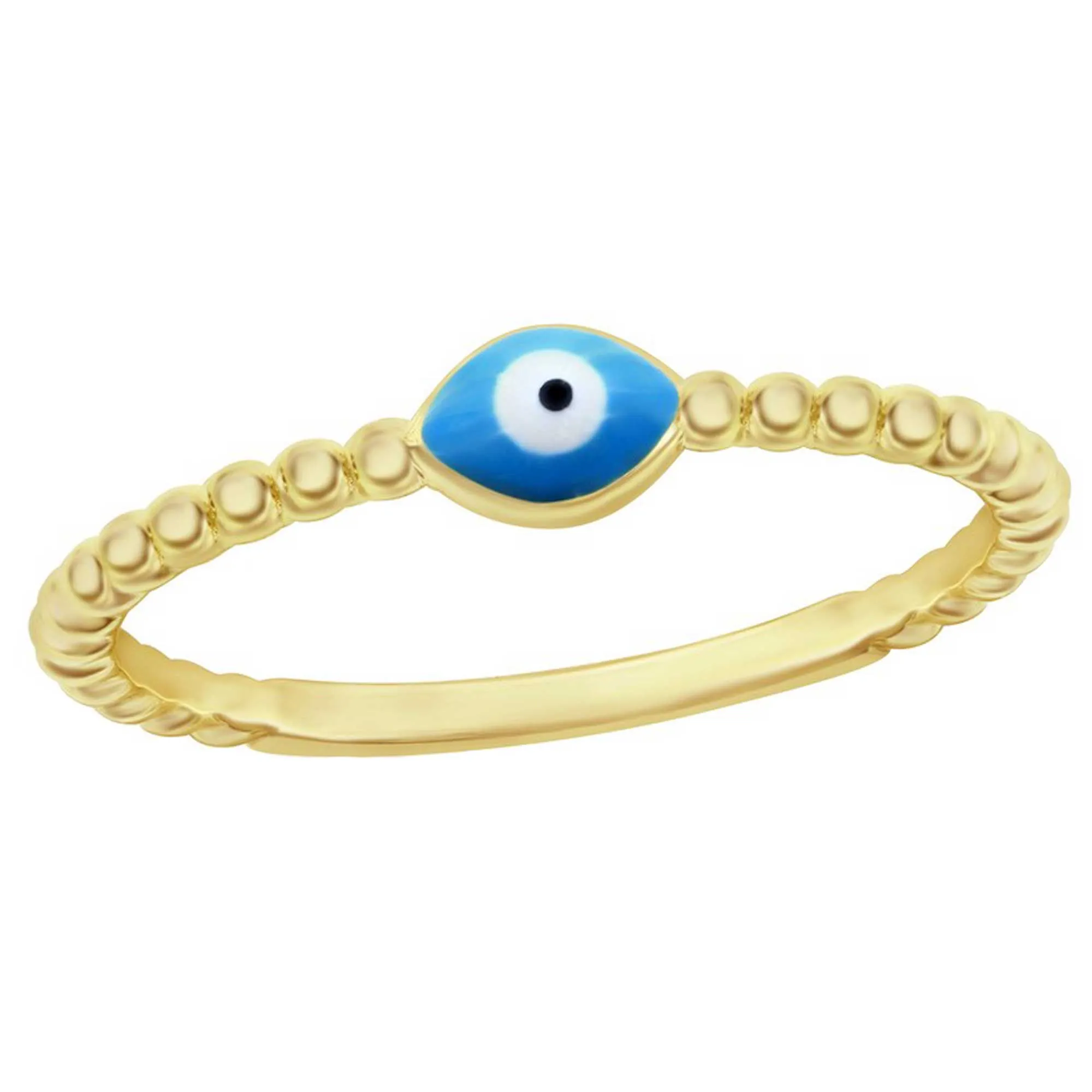 Classic Women's YG Plated Evil Eye Beaded Ring - W-2924