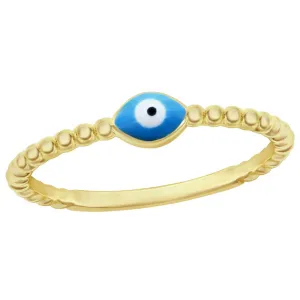 Classic Women's YG Plated Evil Eye Beaded Ring - W-2924