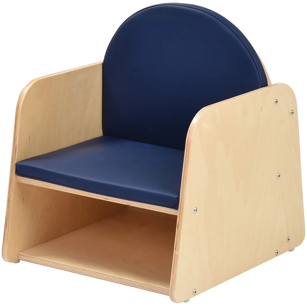 Classic Wooden Chair with Built-In Storage and Cushion | Baltic Birch Classroom Seating