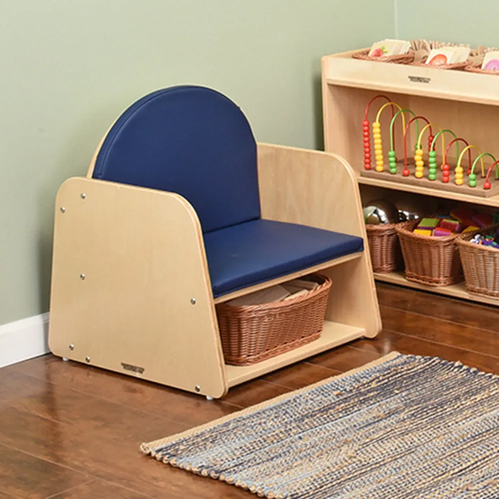 Classic Wooden Chair with Built-In Storage and Cushion | Baltic Birch Classroom Seating