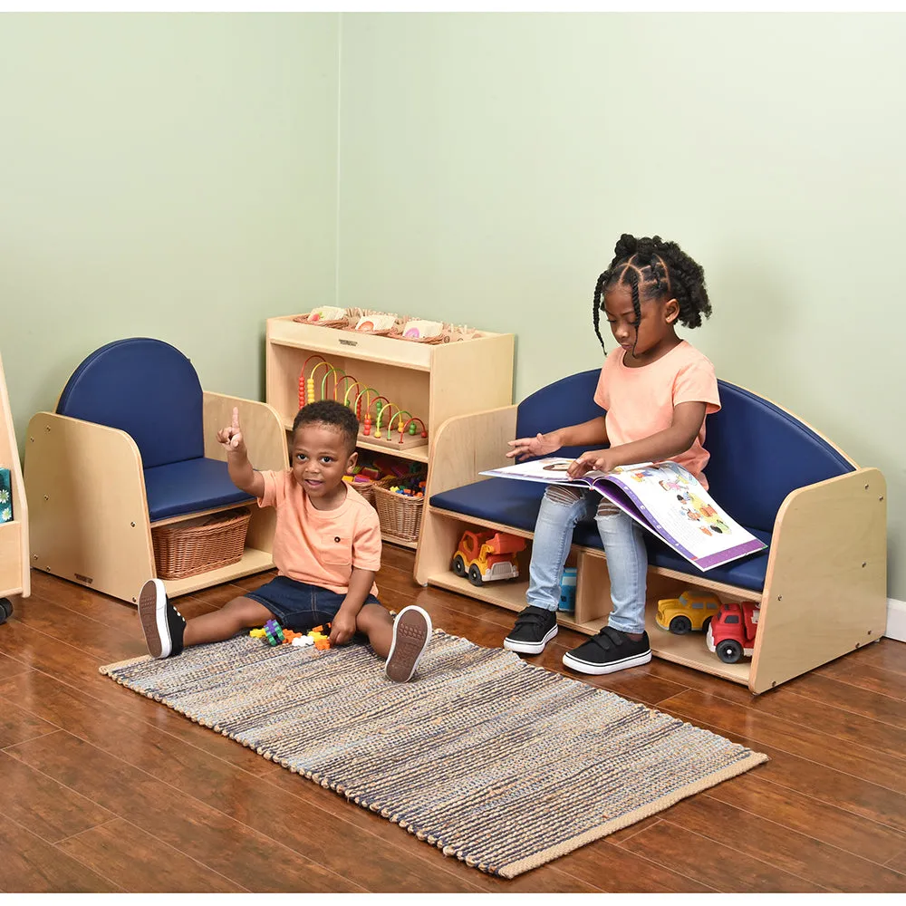 Classic Wooden Chair with Built-In Storage and Cushion | Baltic Birch Classroom Seating