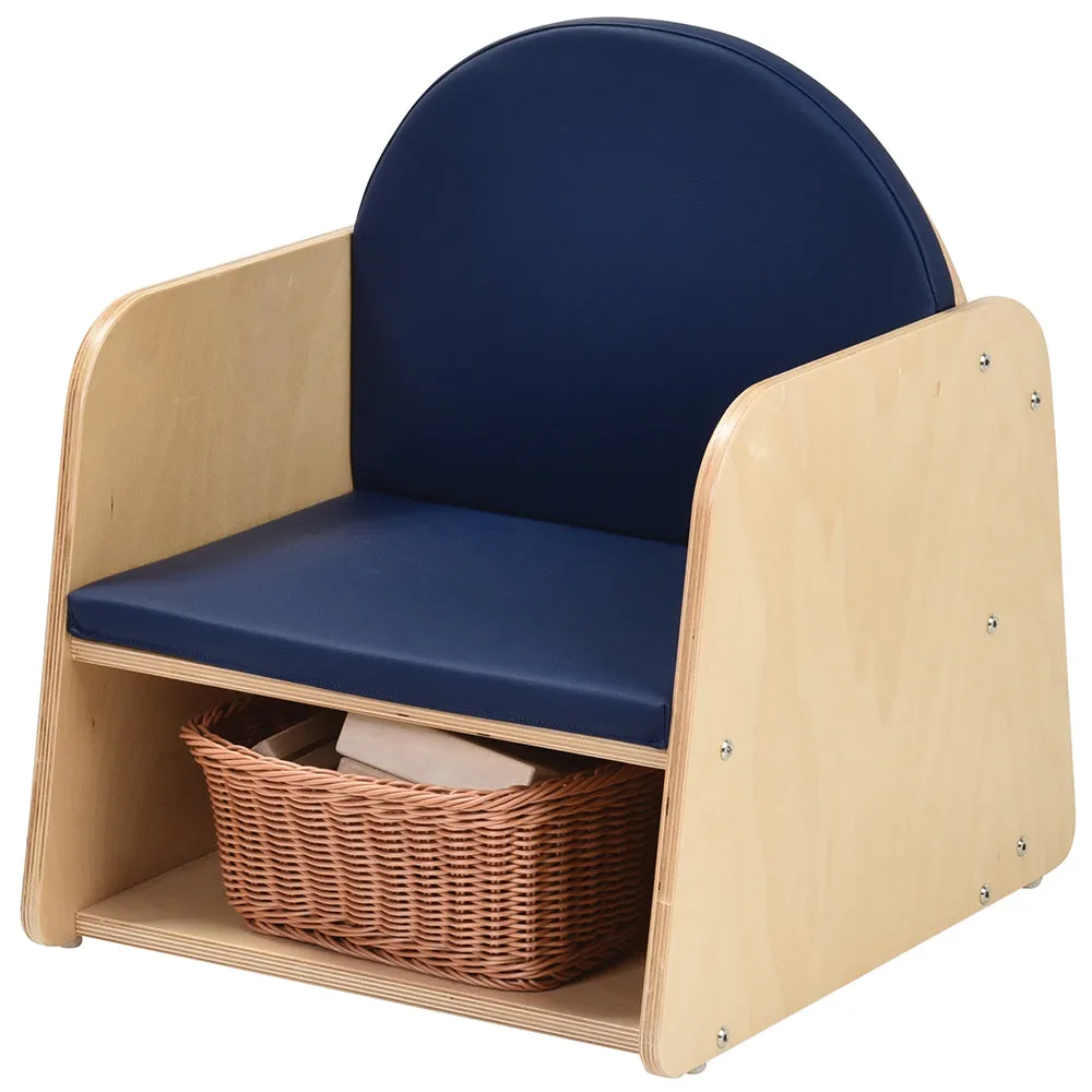 Classic Wooden Chair with Built-In Storage and Cushion | Baltic Birch Classroom Seating