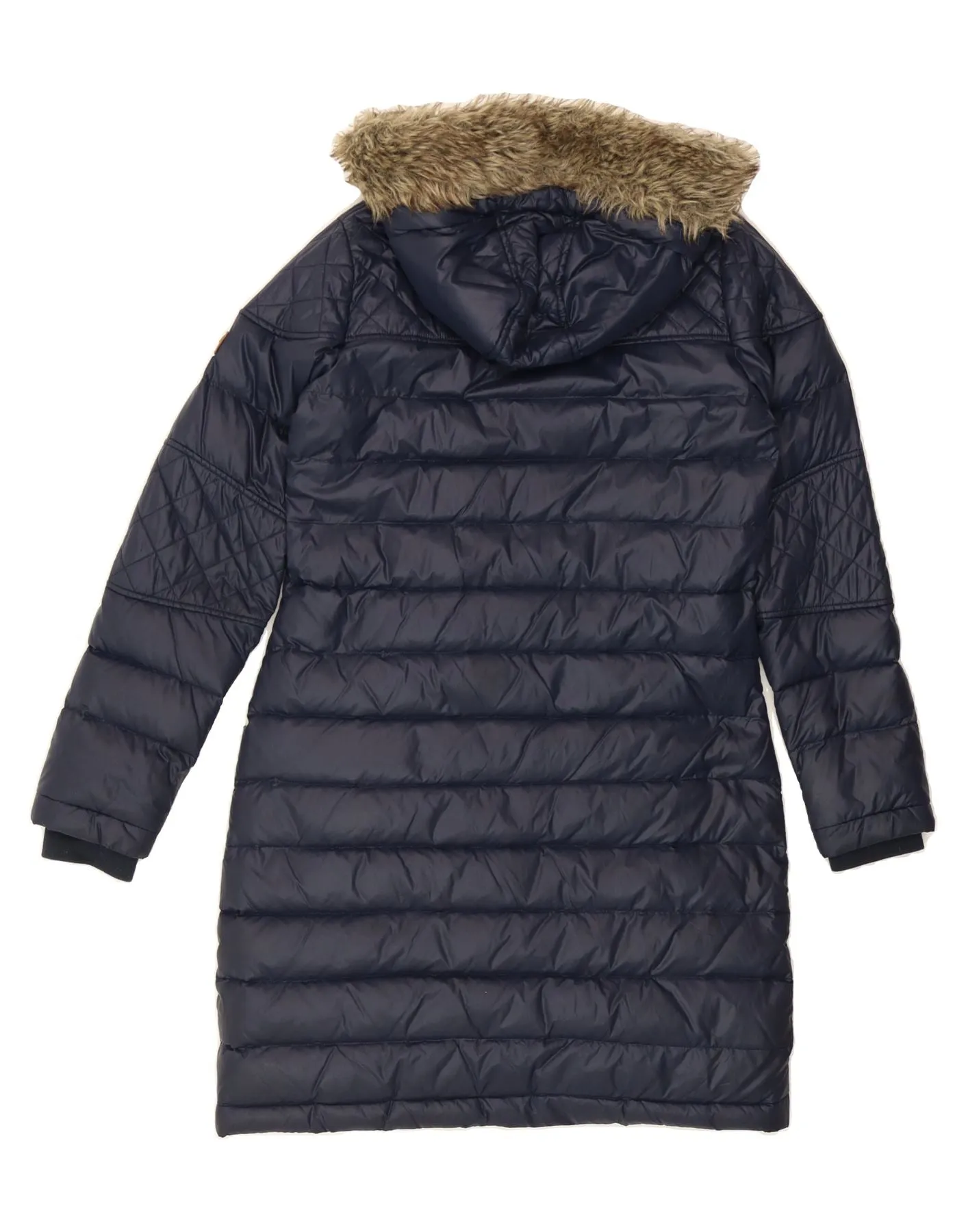 DIESEL Womens Hooded Padded Coat UK 10 Small Navy Blue Nylon