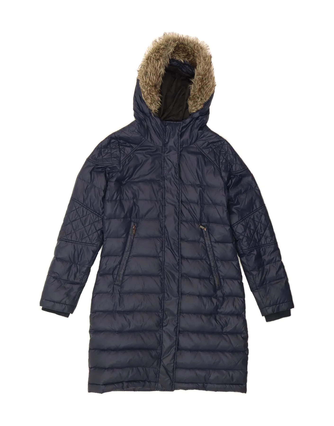 DIESEL Womens Hooded Padded Coat UK 10 Small Navy Blue Nylon
