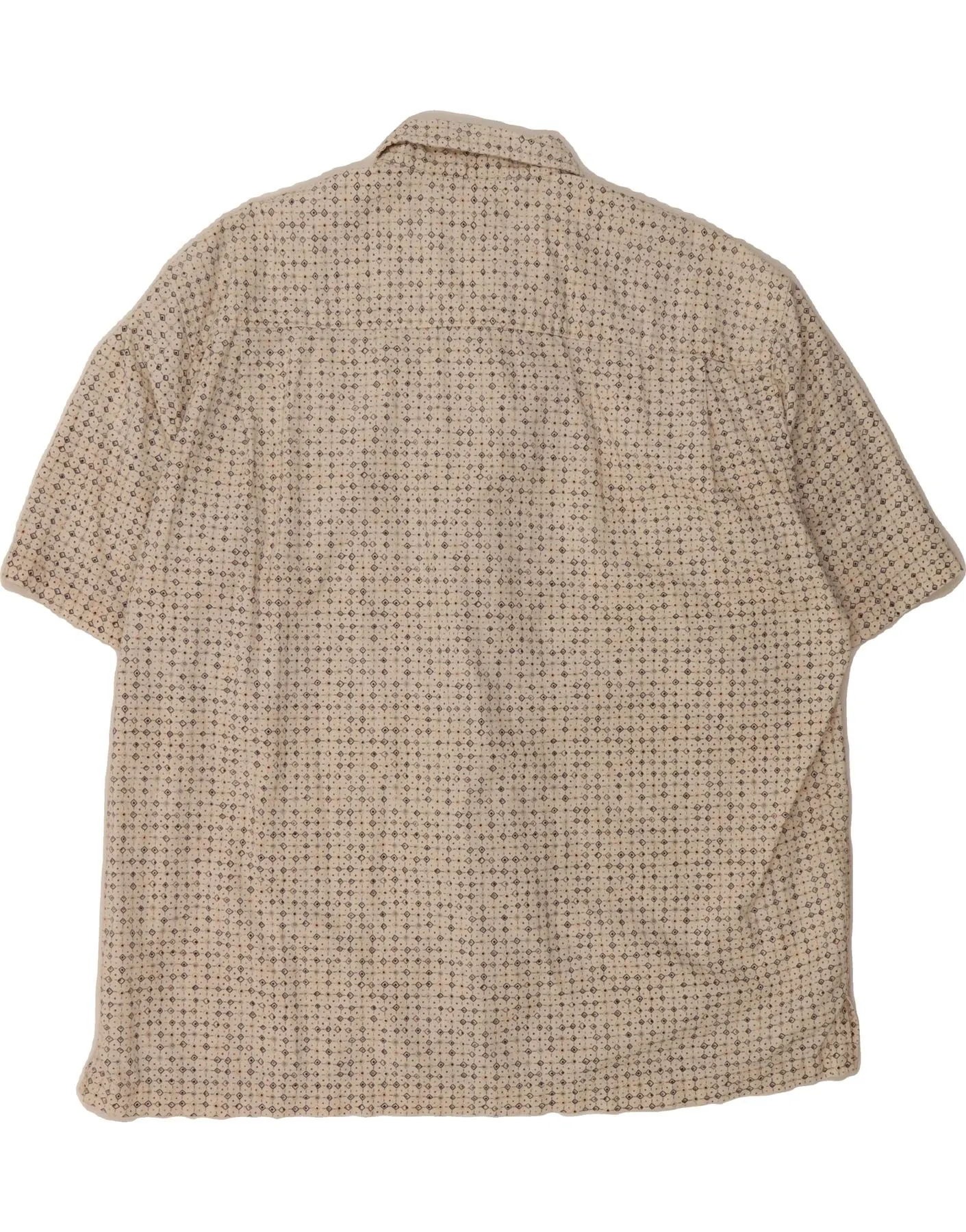 DOCKERS Mens Short Sleeve Shirt Large Beige Check Cotton