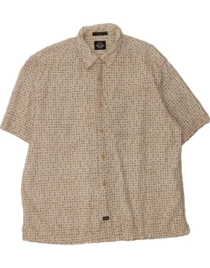 DOCKERS Mens Short Sleeve Shirt Large Beige Check Cotton