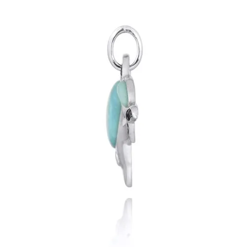 Dolphin Necklace with Larimar and Black Spinel - Miami