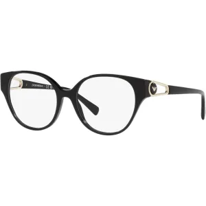 Emporio Armani Women's Eyeglasses - Shiny Black Plastic Round Full Rim | 3211 5017